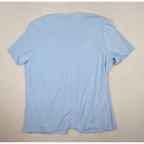 NOTATIONS - WOMEN'S BLUE SHORT SLEEVE SLINKY TEXTURED 2-FOR TOP - SIZE L - Picture 6 of 7